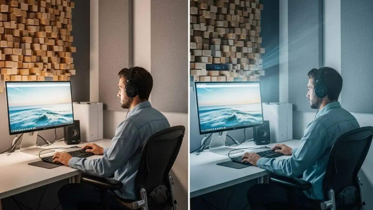 Engenharia Sonora para o Home Office: 6 Passos do Silêncio aos Sons que Aumentam o Foco 1 Engenharia Sonora para o Home Office Do Silêncio Absoluto aos Sons que Aumentam o Foco